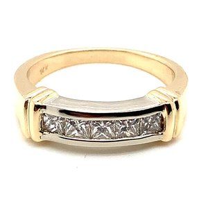Princess Cut Diamond 14K Two Tone Gold Unisex Ring